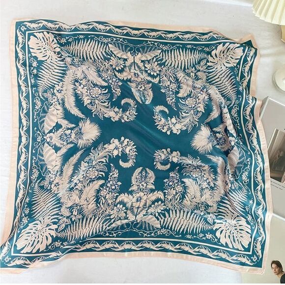 Pink and Blue Silky Scarf - Picture 2 of 3